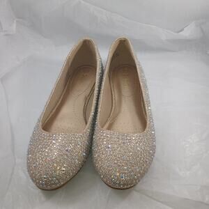 Dream Pairs Womens Gold Rhinestone Ballet Flats Size 6.5 Glitter Slip On Shoes